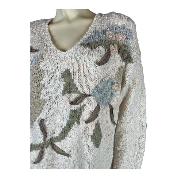 Vintage Sheridan Square Womens sweater Granny Cottagecore Retro 80s medium Knit - Picture 3 of 11